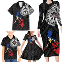 Philippines Strong Family Matching Long Sleeve Bodycon Dress and Hawaiian Shirt Filipino Map Polynesian Tattoo - Polynesian Pride