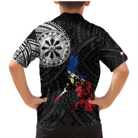 Philippines Strong Family Matching Mermaid Dress and Hawaiian Shirt Filipino Map Polynesian Tattoo - Polynesian Pride