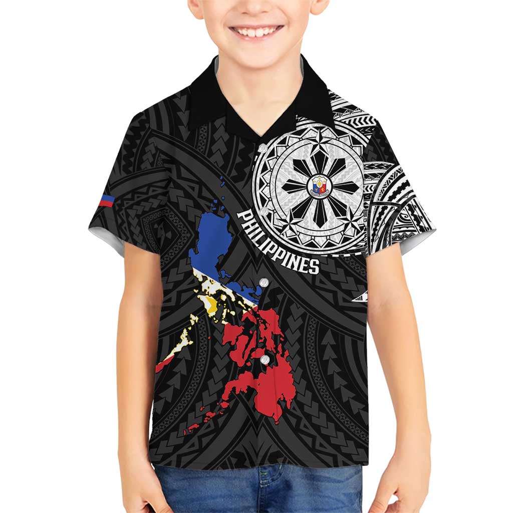 Philippines Strong Family Matching Off Shoulder Maxi Dress and Hawaiian Shirt Filipino Map Polynesian Tattoo - Polynesian Pride