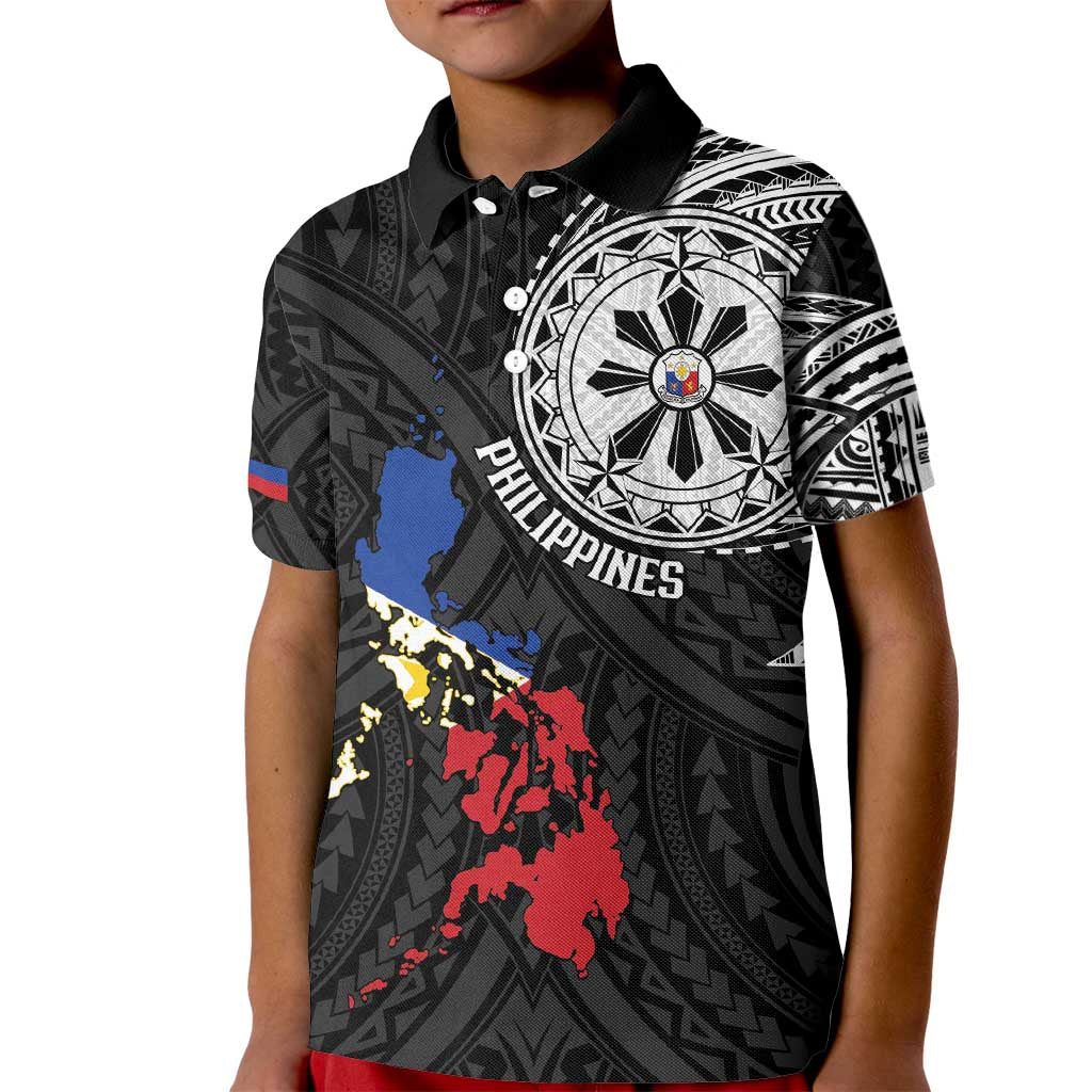 Philippines Strong Kid Polo Shirt Filipino Map Polynesian Tattoo - Polynesian Pride