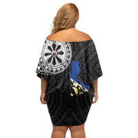 Philippines Strong Off Shoulder Short Dress Filipino Map Polynesian Tattoo - Polynesian Pride