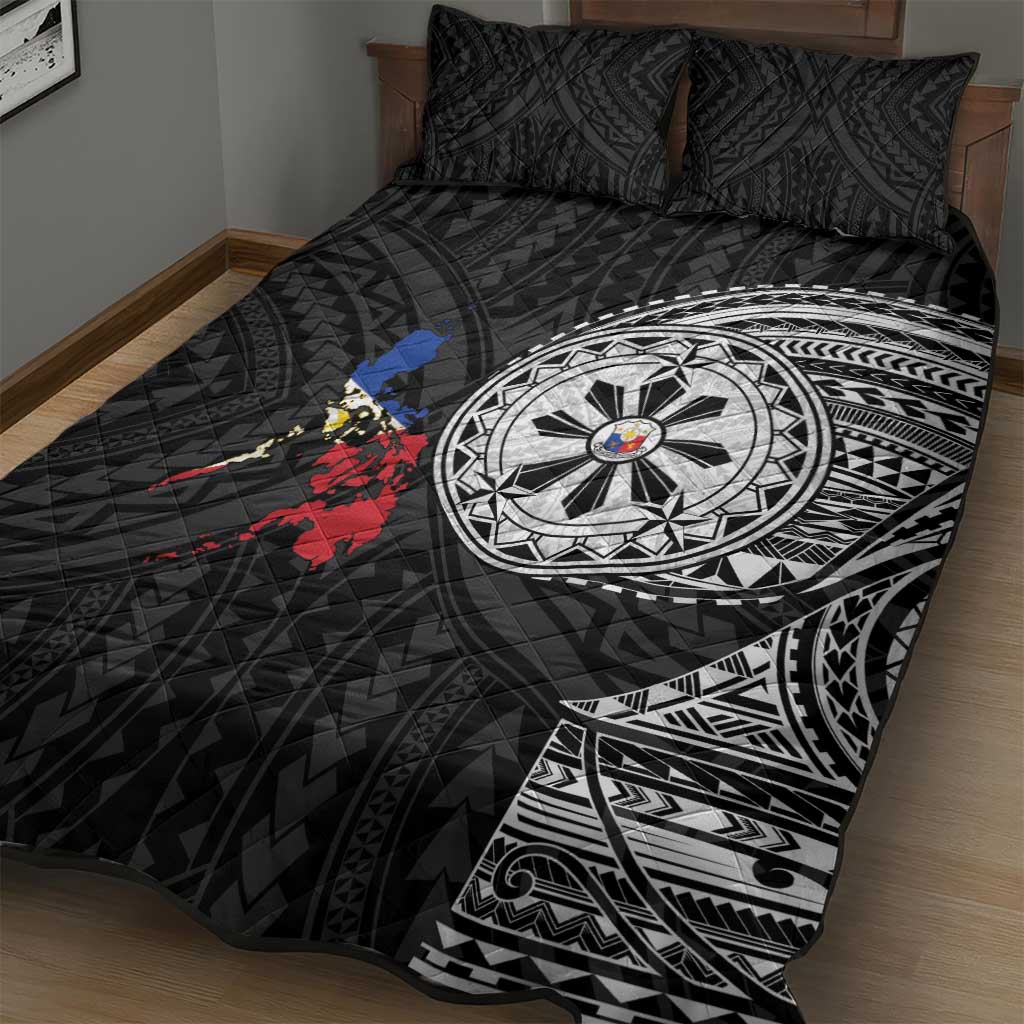 Philippines Strong Quilt Bed Set Filipino Map Polynesian Tattoo - Polynesian Pride