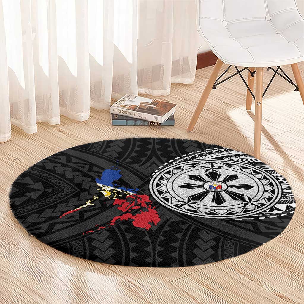 Philippines Strong Round Carpet Filipino Map Polynesian Tattoo - Polynesian Pride