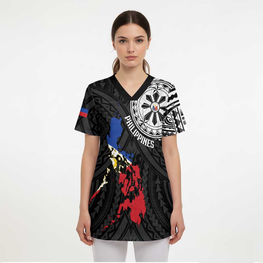 Philippines Strong Scrub Top Filipino Map Polynesian Tattoo - Polynesian Pride