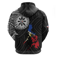 Philippines Strong Zip Hoodie Filipino Map Polynesian Tattoo - Polynesian Pride