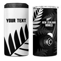 New Zealand Lawn Bowls Custom 4 in 1 Can Cooler Tumbler Aotearoa Silver Fern - Polynesian Pride