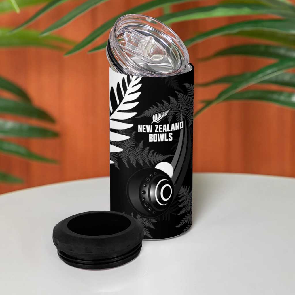 New Zealand Lawn Bowls Custom 4 in 1 Can Cooler Tumbler Aotearoa Silver Fern - Polynesian Pride