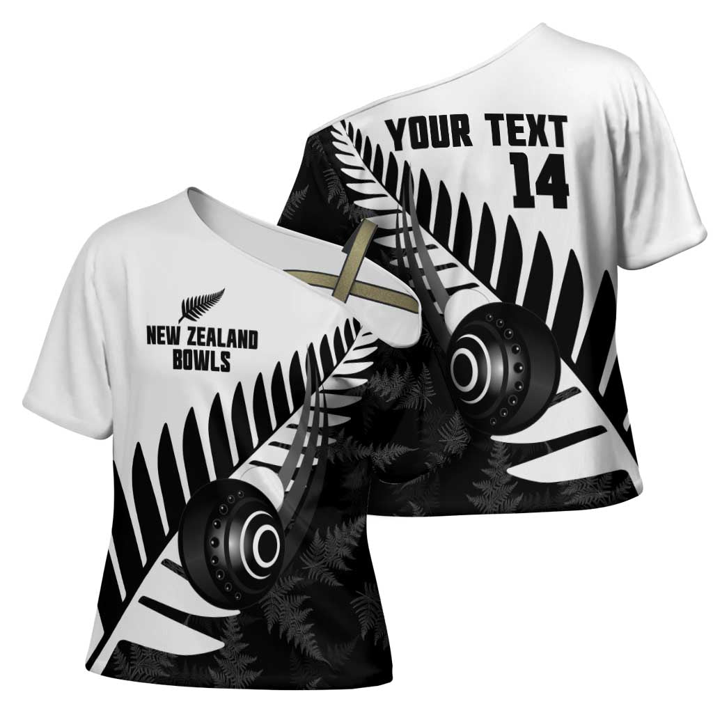 New Zealand Lawn Bowls Custom Cross Shoulder Shirt Aotearoa Silver Fern - Polynesian Pride