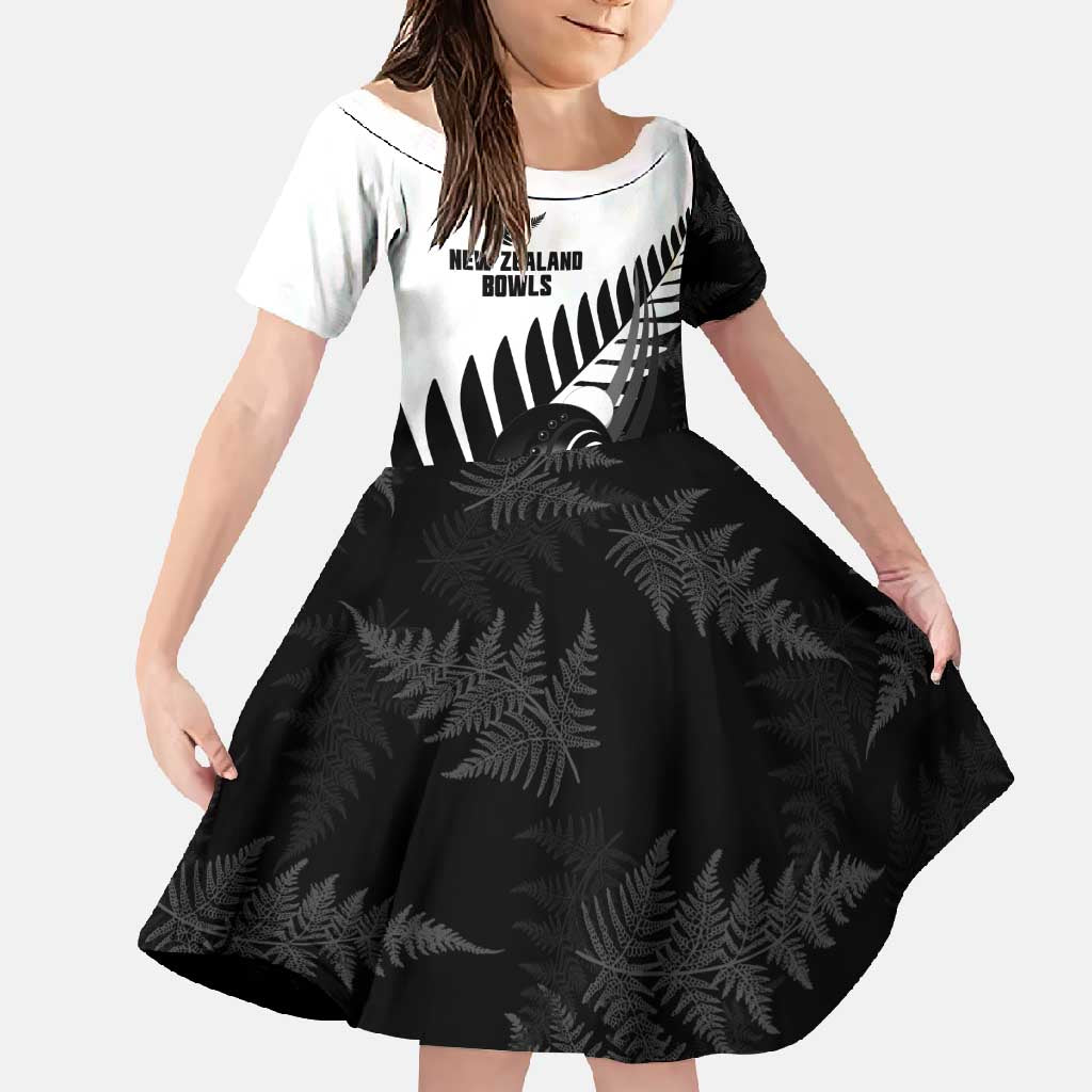 New Zealand Lawn Bowls Custom Family Matching Short Sleeve Bodycon Dress and Hawaiian Shirt Aotearoa Silver Fern - Polynesian Pride