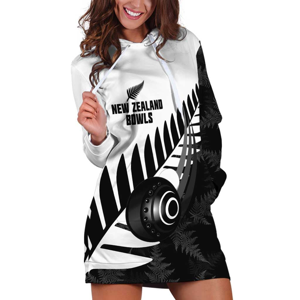 New Zealand Lawn Bowls Custom Hoodie Dress Aotearoa Silver Fern - Polynesian Pride