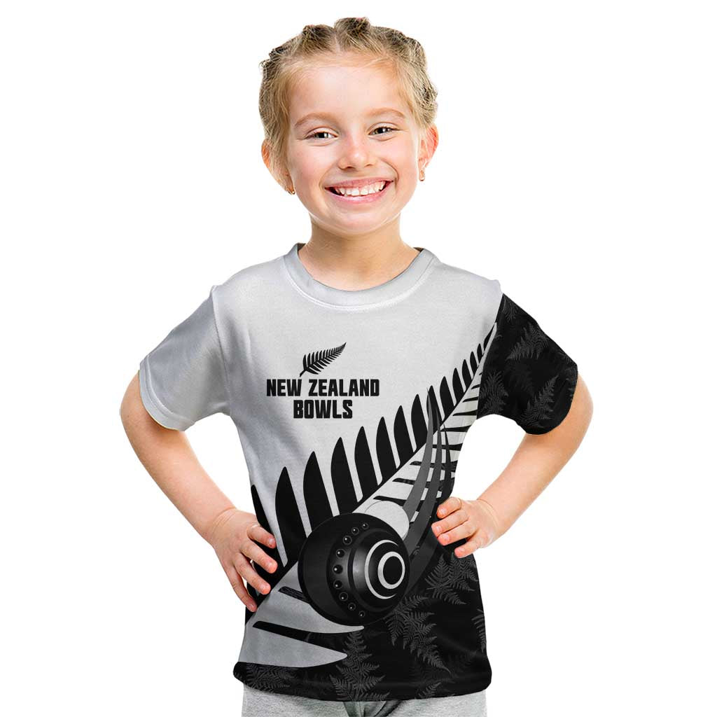 New Zealand Lawn Bowls Custom Kid T Shirt Aotearoa Silver Fern - Polynesian Pride