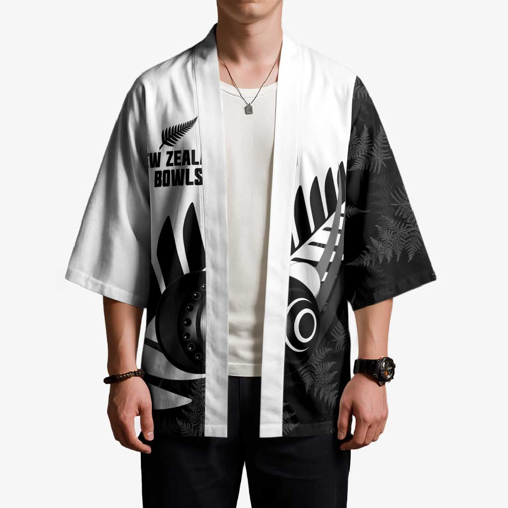 New Zealand Lawn Bowls Custom Kimono Aotearoa Silver Fern - Polynesian Pride