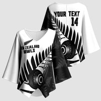 New Zealand Lawn Bowls Custom Kimono Sleeve Blouse Aotearoa Silver Fern - Polynesian Pride