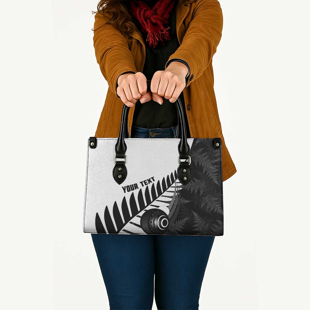 New Zealand Lawn Bowls Custom Leather Bag Aotearoa Silver Fern - Polynesian Pride