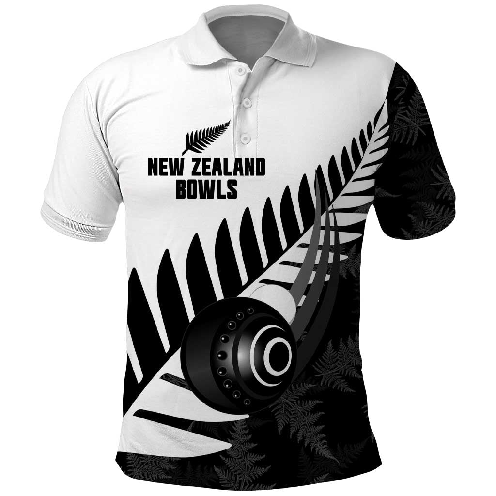 New Zealand Lawn Bowls Custom Polo Shirt Aotearoa Silver Fern LT14 Black - Polynesian Pride