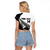 New Zealand Lawn Bowls Custom Raglan Cropped T Shirt Aotearoa Silver Fern - Polynesian Pride