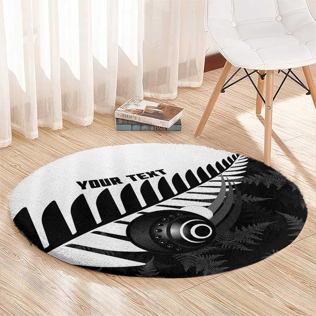 New Zealand Lawn Bowls Custom Round Carpet Aotearoa Silver Fern - Polynesian Pride