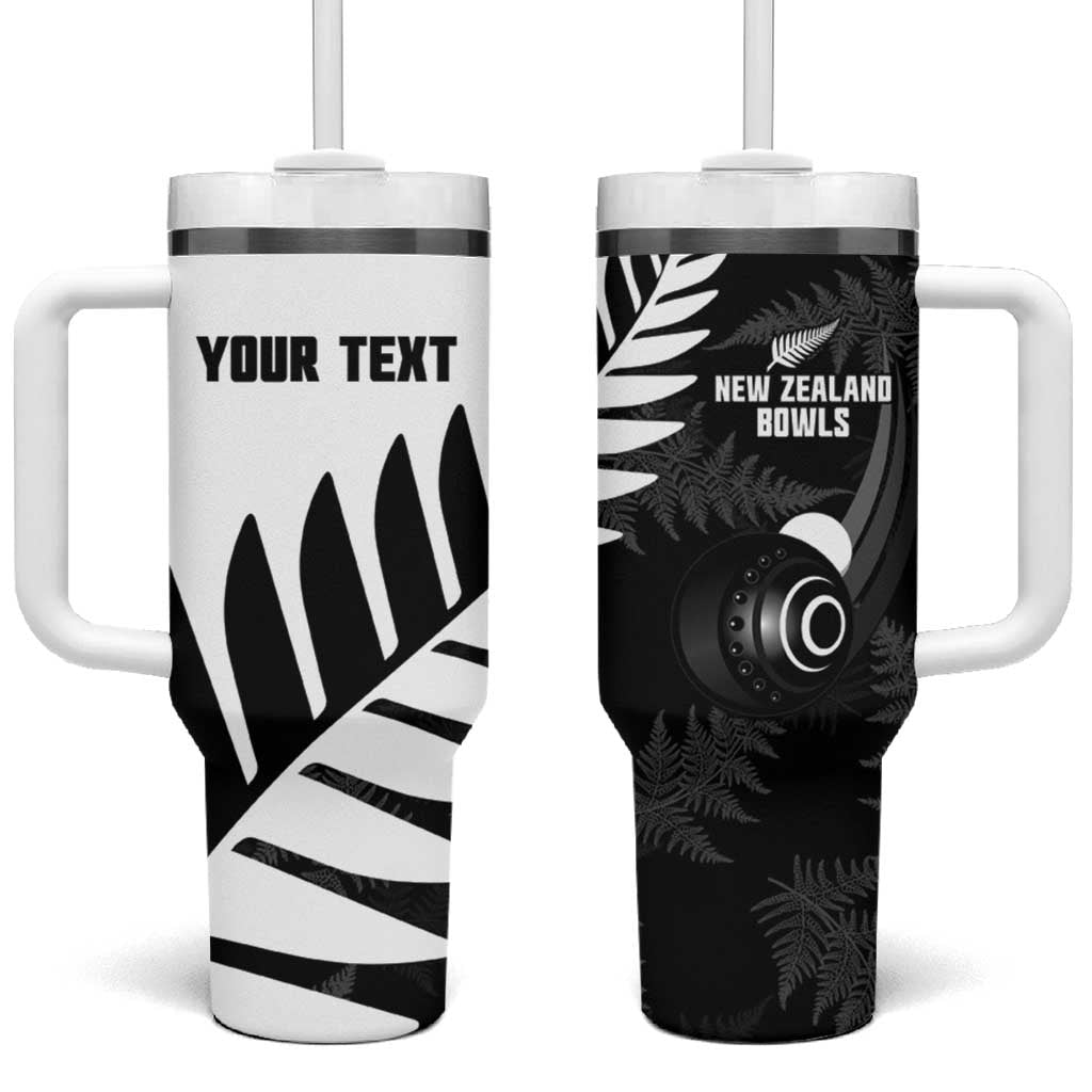 New Zealand Lawn Bowls Custom Tumbler With Handle Aotearoa Silver Fern - Polynesian Pride