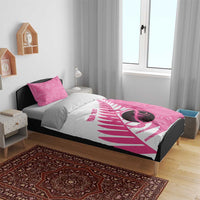 New Zealand Lawn Bowls Breast Cancer Custom Bedding Set Aotearoa Maori Silver Fern Pink Ribbon - Polynesian Pride