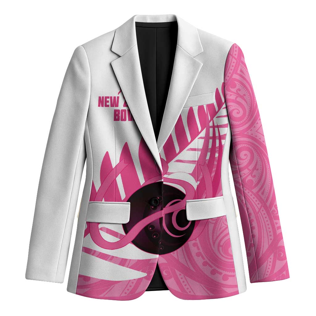New Zealand Lawn Bowls Breast Cancer Custom Blazer Aotearoa Maori Silver Fern Pink Ribbon - Polynesian Pride