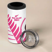 New Zealand Lawn Bowls Breast Cancer Custom 4 in 1 Can Cooler Tumbler Aotearoa Maori Silver Fern Pink Ribbon - Polynesian Pride