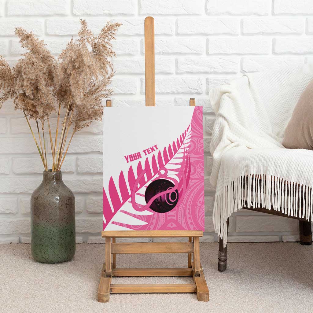 New Zealand Lawn Bowls Breast Cancer Custom Canvas Wall Art Aotearoa Maori Silver Fern Pink Ribbon - Polynesian Pride