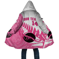 New Zealand Lawn Bowls Breast Cancer Custom Cloak Aotearoa Maori Silver Fern Pink Ribbon - Polynesian Pride