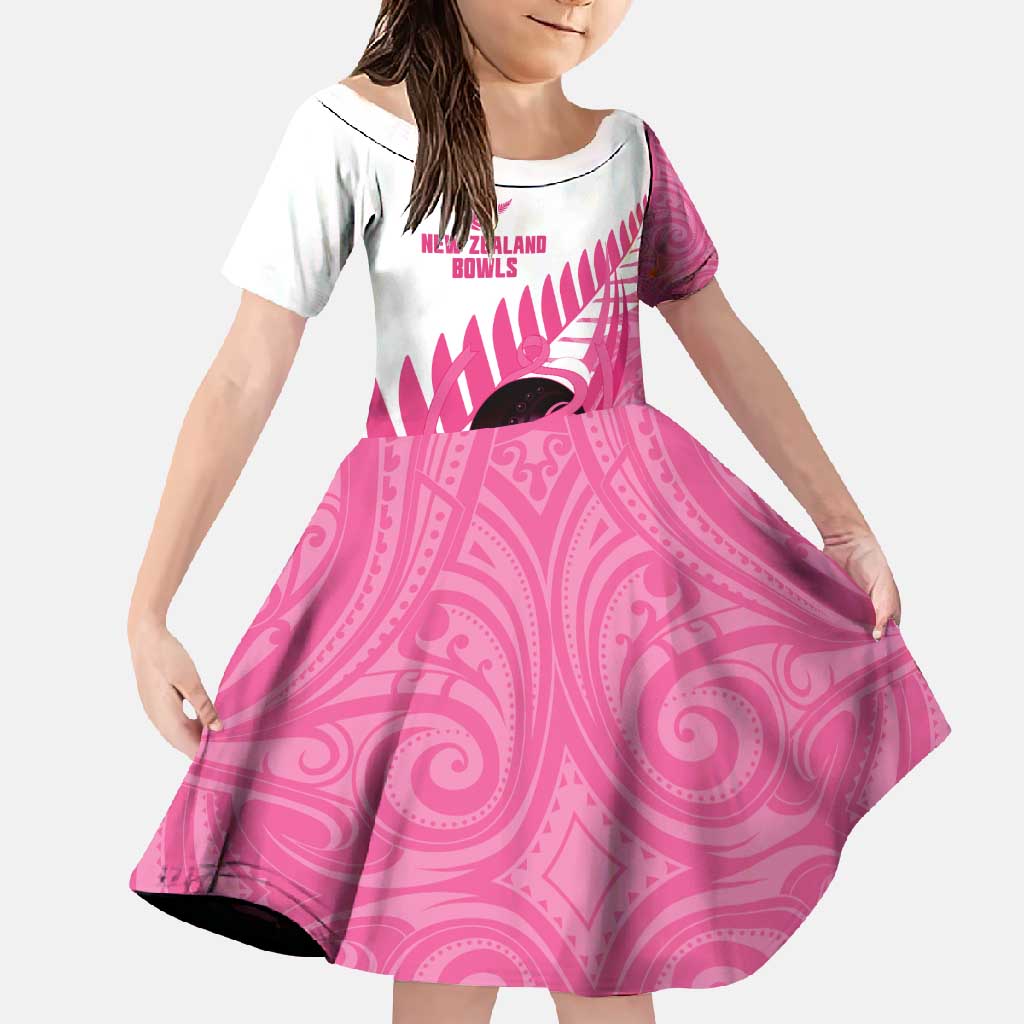 New Zealand Lawn Bowls Breast Cancer Custom Family Matching Summer Maxi Dress and Hawaiian Shirt Aotearoa Maori Silver Fern Pink Ribbon - Polynesian Pride