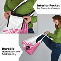 New Zealand Lawn Bowls Breast Cancer Custom Grocery Bag Aotearoa Maori Silver Fern Pink Ribbon - Polynesian Pride