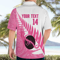 New Zealand Lawn Bowls Breast Cancer Custom Hawaiian Shirt Aotearoa Maori Silver Fern Pink Ribbon - Polynesian Pride