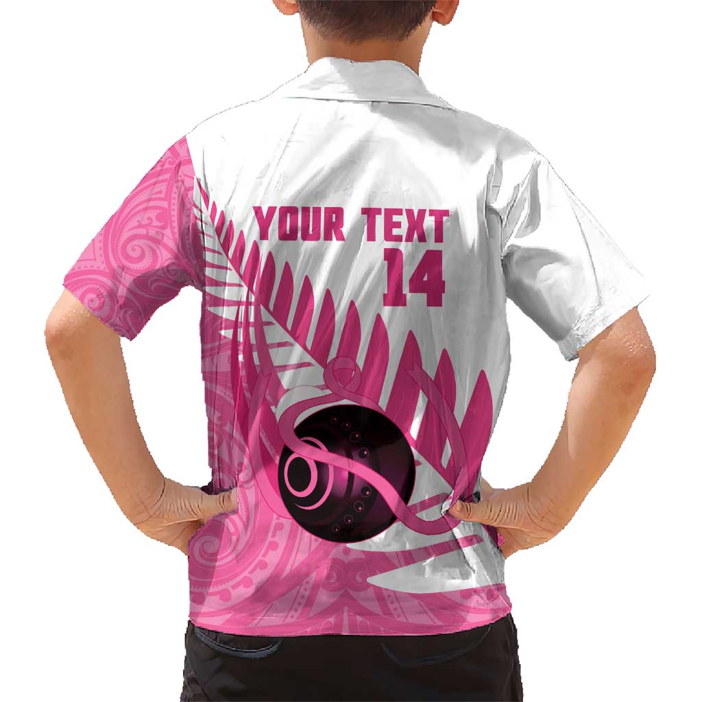 New Zealand Lawn Bowls Breast Cancer Custom Hawaiian Shirt Aotearoa Maori Silver Fern Pink Ribbon - Polynesian Pride