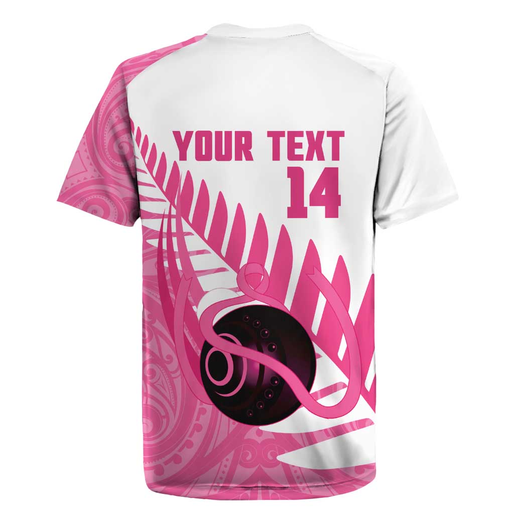 New Zealand Lawn Bowls Breast Cancer Custom Rugby Jersey Aotearoa Maori Silver Fern Pink Ribbon - Polynesian Pride