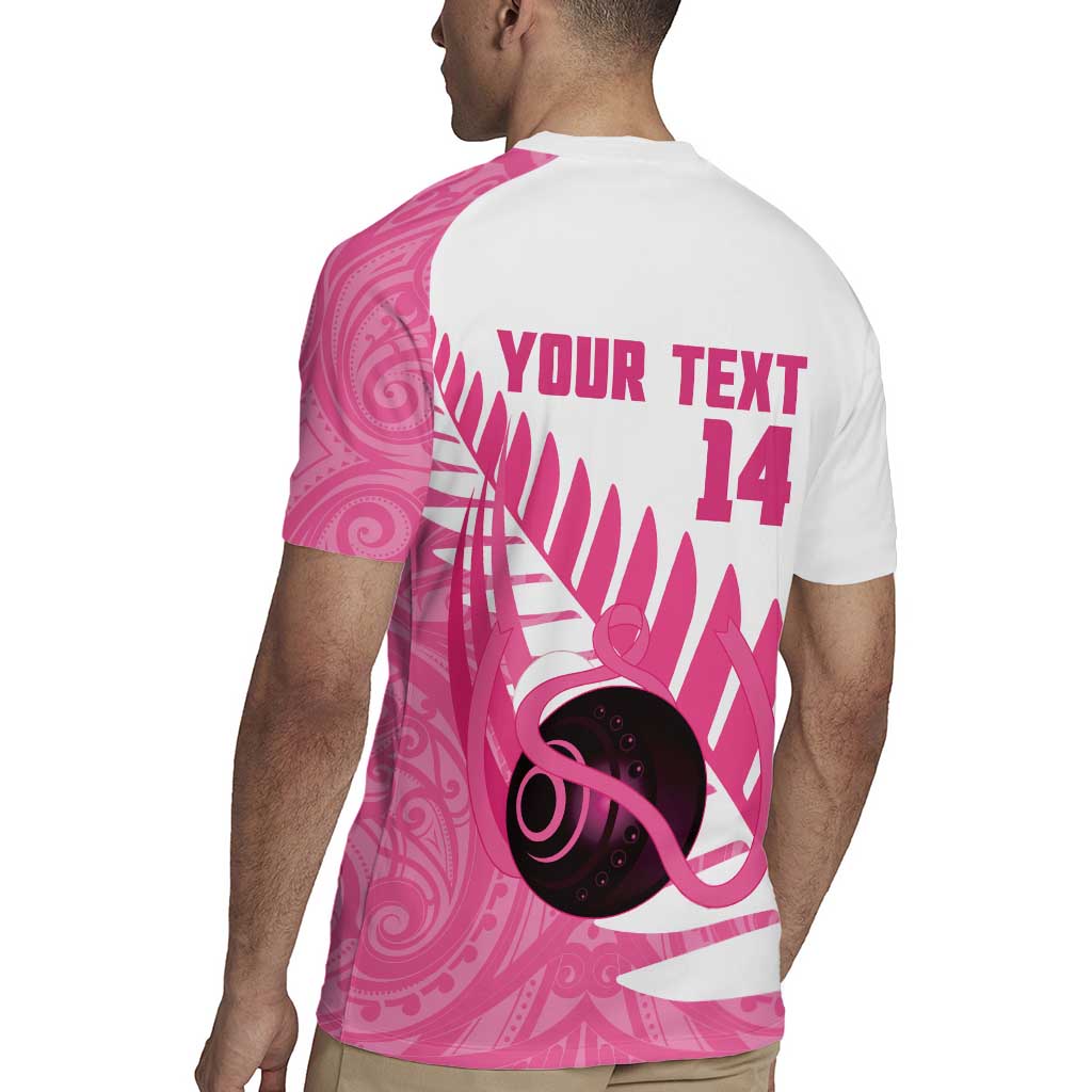 New Zealand Lawn Bowls Breast Cancer Custom Rugby Jersey Aotearoa Maori Silver Fern Pink Ribbon - Polynesian Pride