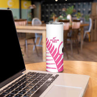 New Zealand Lawn Bowls Breast Cancer Custom Skinny Tumbler Aotearoa Maori Silver Fern Pink Ribbon - Polynesian Pride