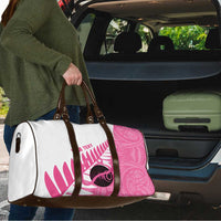 New Zealand Lawn Bowls Breast Cancer Custom Travel Bag Aotearoa Maori Silver Fern Pink Ribbon - Polynesian Pride