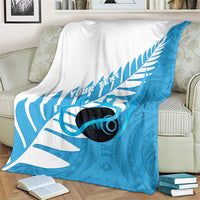 New Zealand Lawn Bowls Prostate Cancer Custom Blanket Aotearoa Maori Silver Fern Blue Ribbon - Polynesian Pride