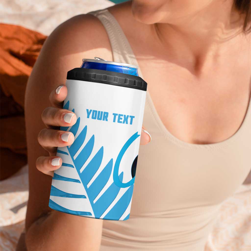 New Zealand Lawn Bowls Prostate Cancer Custom 4 in 1 Can Cooler Tumbler Aotearoa Maori Silver Fern Blue Ribbon - Polynesian Pride