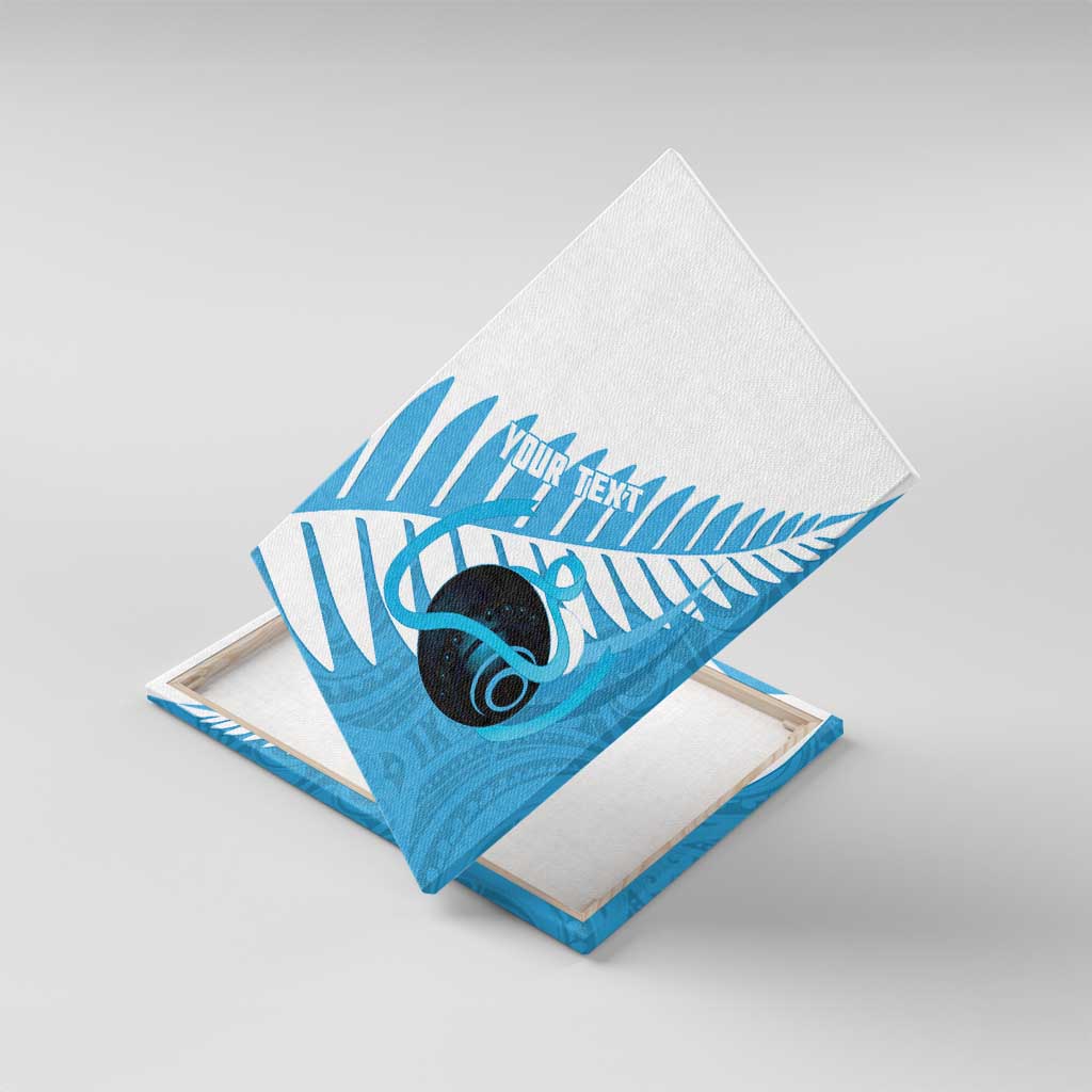 New Zealand Lawn Bowls Prostate Cancer Custom Canvas Wall Art Aotearoa Maori Silver Fern Blue Ribbon - Polynesian Pride