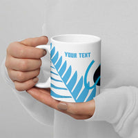 New Zealand Lawn Bowls Prostate Cancer Custom Ceramic Mug Aotearoa Maori Silver Fern Blue Ribbon - Polynesian Pride