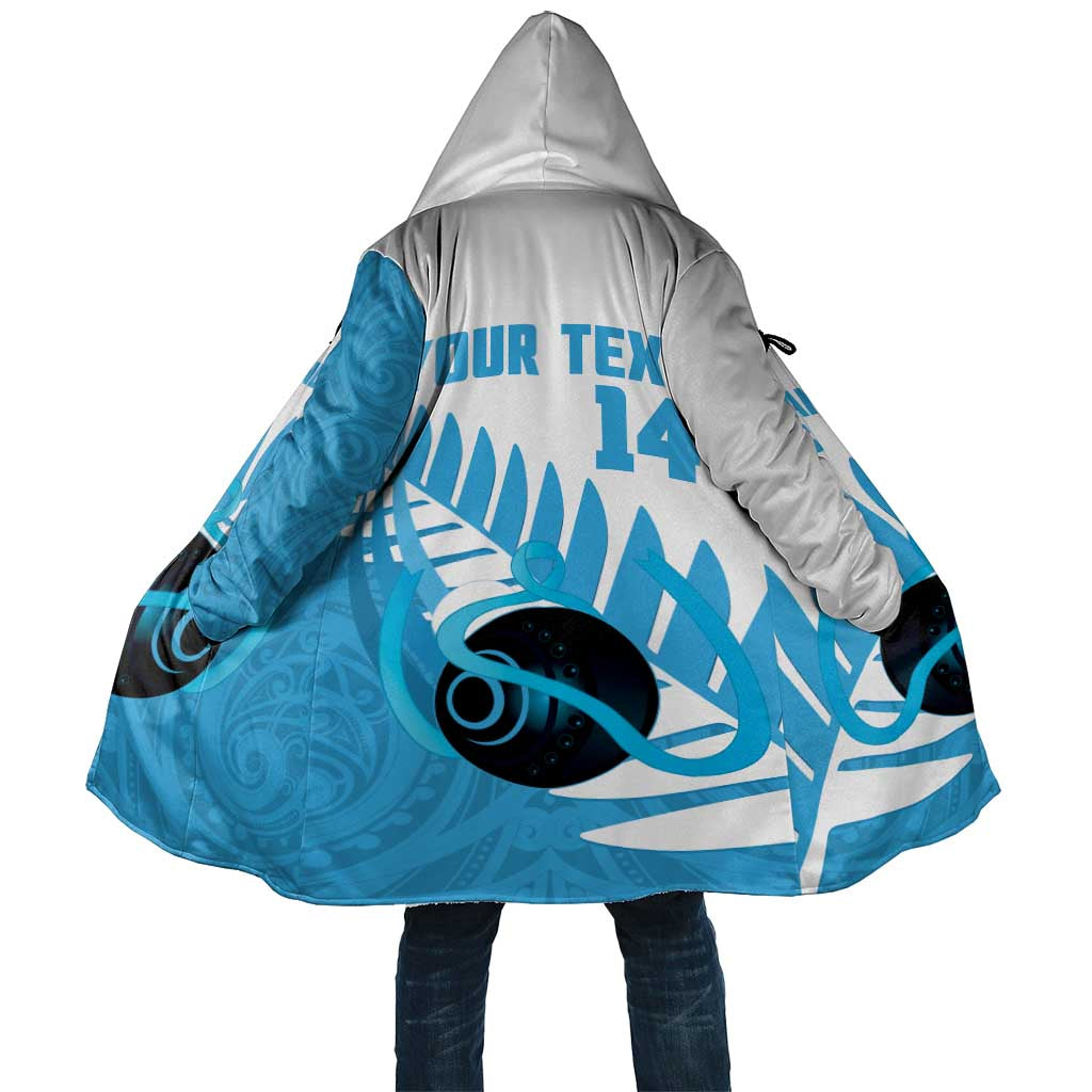 New Zealand Lawn Bowls Prostate Cancer Custom Cloak Aotearoa Maori Silver Fern Blue Ribbon - Polynesian Pride