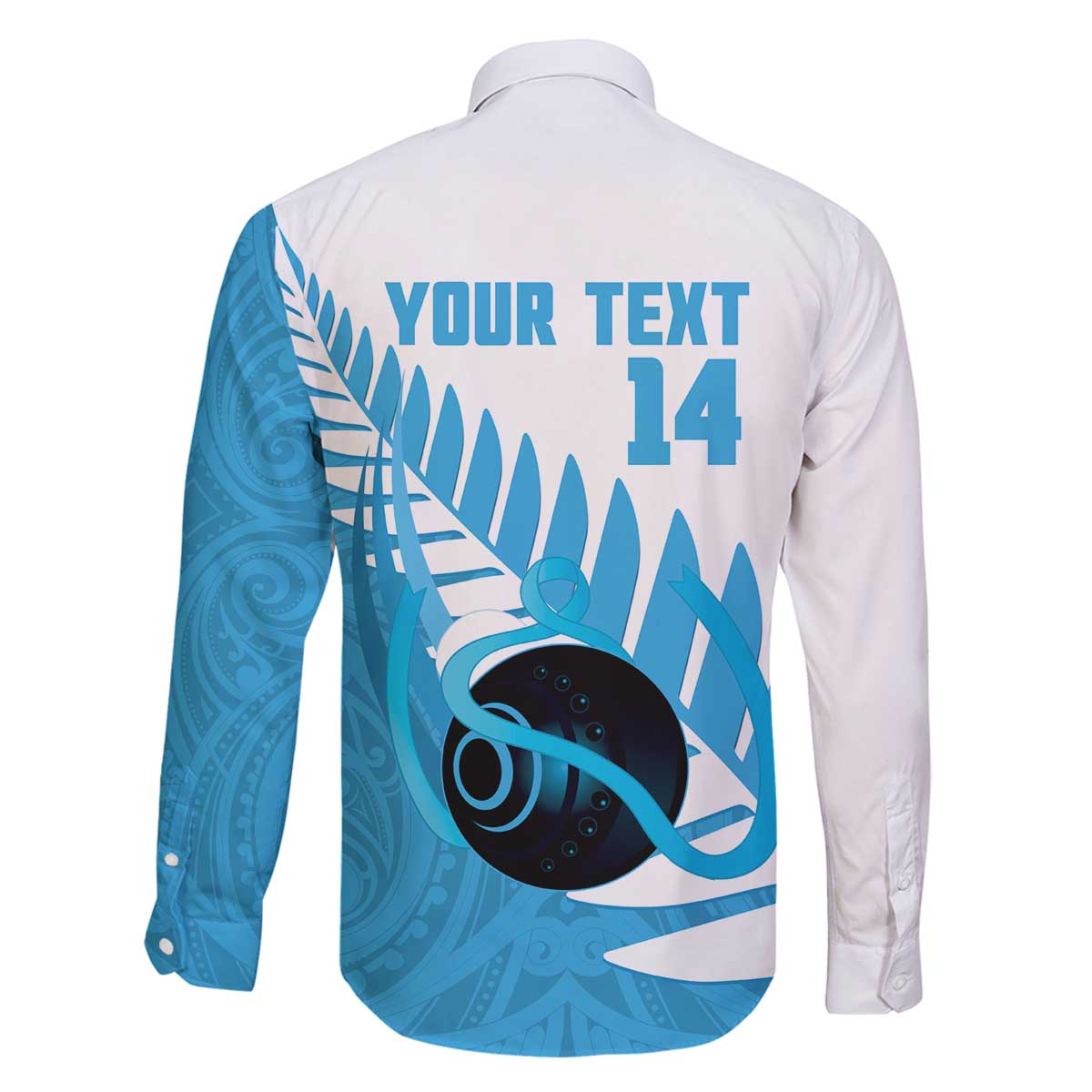 New Zealand Lawn Bowls Prostate Cancer Custom Family Matching Off The Shoulder Long Sleeve Dress and Hawaiian Shirt Aotearoa Maori Silver Fern Blue Ribbon - Polynesian Pride