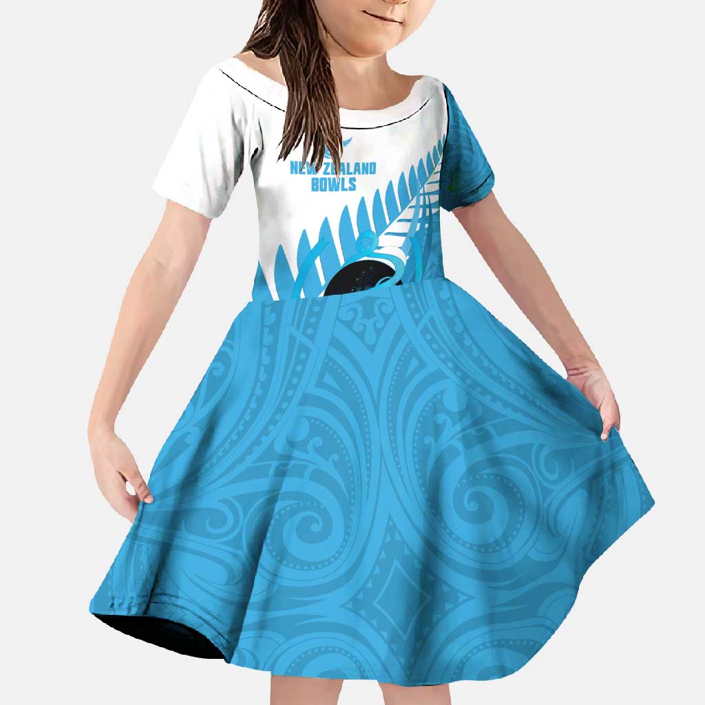 New Zealand Lawn Bowls Prostate Cancer Custom Family Matching Off Shoulder Maxi Dress and Hawaiian Shirt Aotearoa Maori Silver Fern Blue Ribbon - Polynesian Pride