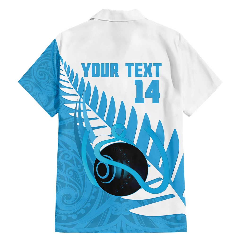 New Zealand Lawn Bowls Prostate Cancer Custom Family Matching Short Sleeve Bodycon Dress and Hawaiian Shirt Aotearoa Maori Silver Fern Blue Ribbon - Polynesian Pride