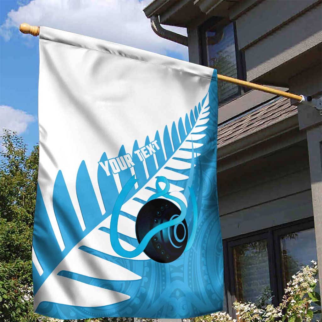New Zealand Lawn Bowls Prostate Cancer Custom Garden Flag Aotearoa Maori Silver Fern Blue Ribbon - Polynesian Pride