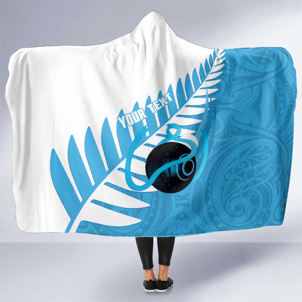 New Zealand Lawn Bowls Prostate Cancer Custom Hooded Blanket Aotearoa Maori Silver Fern Blue Ribbon - Polynesian Pride