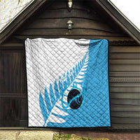 New Zealand Lawn Bowls Prostate Cancer Custom Quilt Aotearoa Maori Silver Fern Blue Ribbon - Polynesian Pride