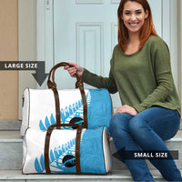 New Zealand Lawn Bowls Prostate Cancer Custom Travel Bag Aotearoa Maori Silver Fern Blue Ribbon - Polynesian Pride