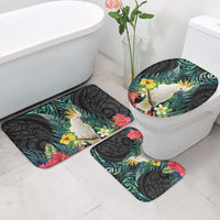Sulphur-crested Cockatoo New Zealand Bathroom Set Paua Shell Aotearoa Maori Tropical Flowers - Polynesian Pride