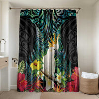 Sulphur-crested Cockatoo New Zealand Bathroom Set Paua Shell Aotearoa Maori Tropical Flowers - Polynesian Pride