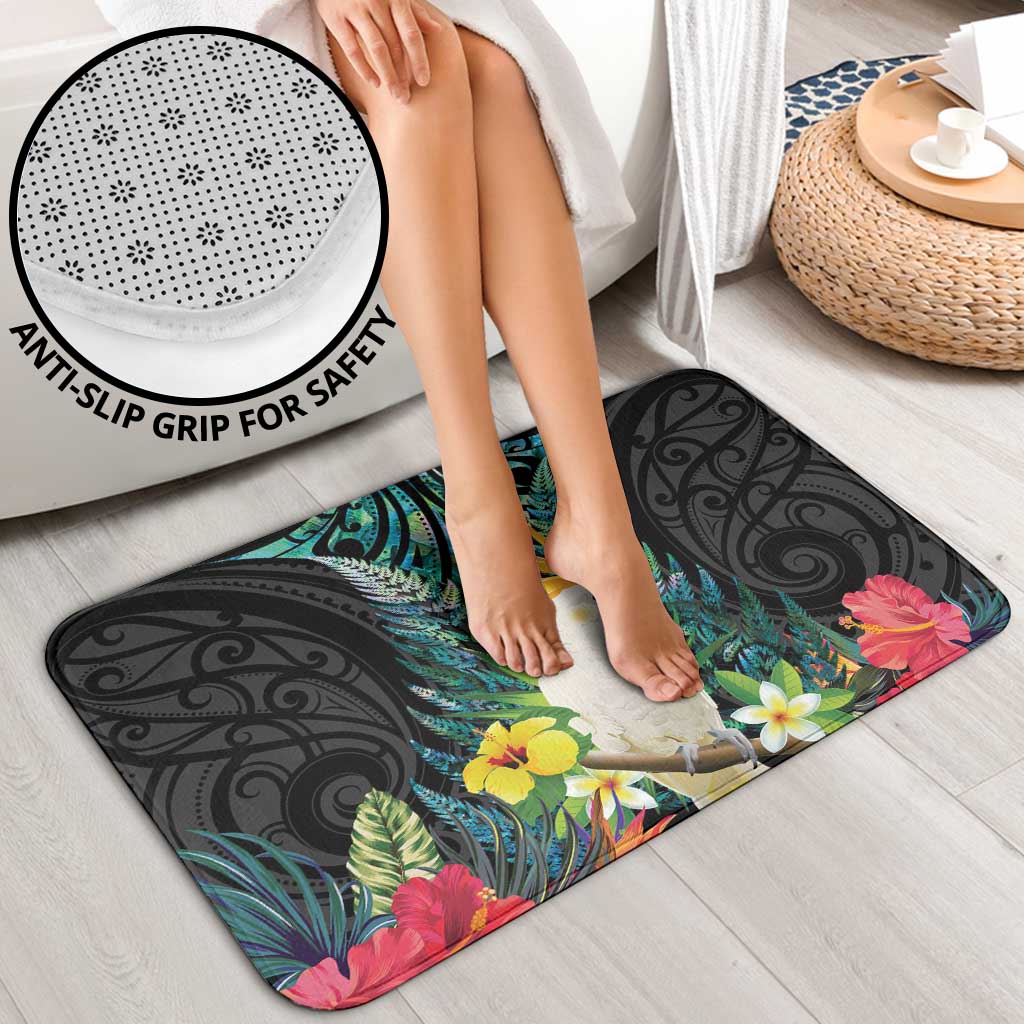 Sulphur-crested Cockatoo New Zealand Bathroom Set Paua Shell Aotearoa Maori Tropical Flowers - Polynesian Pride